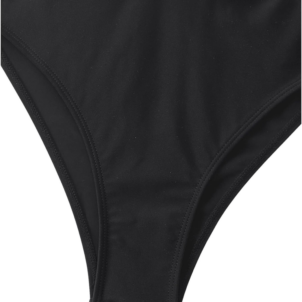 Strapless Black One-Piece Swimsuit with Gold Chain Accents - Picture 5 of 6